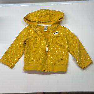 Carter's Mustard Yellow Polka Dot Jacket With Hood. SZ 18M.